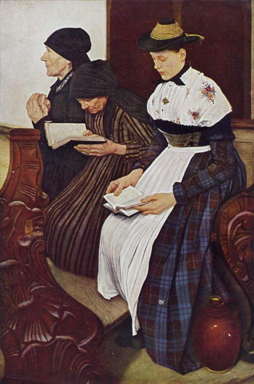 Leibl, Wilhelm Three Women in Church (mk09) oil painting picture